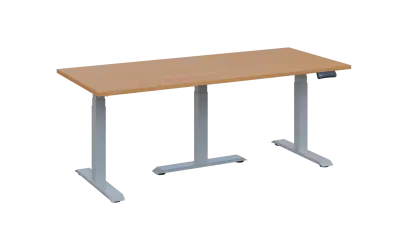 FLEXIMEET 180-80 výškově nastavitelný stůl, kovová podnož stříbrná, deska 25 mm, široký 1800 mm, buk royal